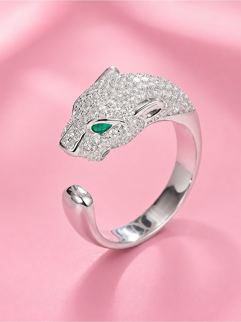 Panthere Silver Crystal Ring